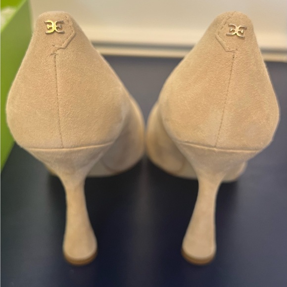 Sam Edelman Heels Sz 7.5 Antonia Pump Cappuncino Beige Suede - Picture 9 of 13